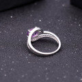 wholesale S925 Sterling Silver Fashionable Light Luxury Natural Amethyst Ring with High-End Design, Set with Natural Sapphire-0-2