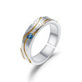wholesale S925 sterling silver designer-style open-ended couple rings withwave design, inlaid with gemstones and enamel-0-4