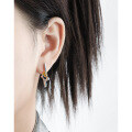 wholesale S925 Sterling Silver 985 Small and Edgy Asymmetric Star Design Two-Tone Plated Stud Earrings for Women-0-2