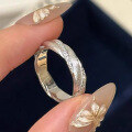 wholesale S925 silver Italian brushed gold twisted ring with layered woven texture and elegant style-0-0