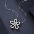 S925 Sterling Silver Moissanite Sunflower Pendant Necklace-0-1
