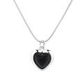 wholesale S925 Sterling Silver Korean Style Minimalist Black Onyx Heart Pendant Snake Chain InsWind Collarbone Necklace for Women-0-4