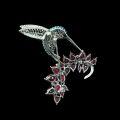 wholesale Gold-Plated 925 Silver High-Carbon Diamond Pigeon Blood Red Teardrop Hummingbird High-End Jewelry Versatile Women's Brooch-0-3