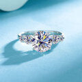 S925 Sterling Silver 3ct Four-Prong Moissanite Ring for Women-0-0