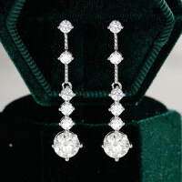 925 Sterling Silver Hip Hop American Style Unisex Moissanite D Color Round Hoop Earrings-1 carat (set with moissanite)  925 silver