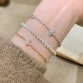 wholesale S925 Sterling Silver Dainty Four-Leaf Clover Flower Bubble Drill Bracelet, Elegant and Versatile Light Luxury Hand Accessory-0-1