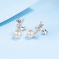 wholesale S925 Sterling Silver Ear Studs Freshwater Pearl Earrings with Moissanite, Designed for Versatile Elegance, Ready for Wholesale-0-2