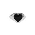 wholesale S925 Sterling Silver Korean Version Ins Indie Design Minimalist Versatile Geometric Heart Shape Drip Glaze Textured Open Ring for Women-0-5