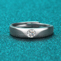 S925 Silver Moissanite XYL New Men's Straight Row Ring for Cross-Border Wholesale-0-0