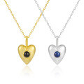 wholesale S925 Sterling Silver Lapis Lazuli Heart Necklace for Women, European and American Style, Small and Unique, Ins High-End Feel, Black Onyx Silver Jewelry-0-0