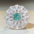 wholesale S925 Sterling Silver Cross-Border Hot-Selling Banquet Style Paraiba Green Floral Full Diamond Ring for Women, European and American Wholesale-0-3