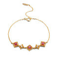 wholesale 925 Sterling Silver Versatile Vintage Palace Style Red Corundum Bracelet for Women with Rhombus Design-0-2
