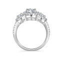 18k Gold Plated S925 Silver Ring with 60mm Round Moissanite Flower Bud Design-0-3