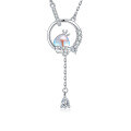 wholesale S925 Sterling Silver Dream Star Moon Tassel Necklace for Women Moonstone Ins Fresh Sweet and Luxurious High-End Sense Collarbone Chain-0-4