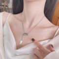 wholesale S925 silver tubular bead small waist-shaped letter fringe necklace, ins Ruili style niche collarbone chain-0-1