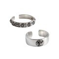 wholesale S925 Sterling Silver Korean-style Student All-match Ins Vintage Distressed Cross Flower Stackable Adjustable Ring for Women-0-4