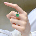 wholesale 925 Metal New Product Simulated Emerald Adjustable Ring for Women,,-0-3