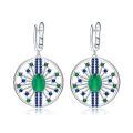 wholesale 925 Silver Designer Natural Gemstone Earrings, Luxurious High-End Accessories Natural Green Agate Stud Earrings-0-4