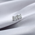 wholesale Sterling Silver Designer Moissanite Earrings for Women, Small and Unique 1 Carat Bullhead Ear Bone Stud, Ultra-Sparkling Diamond-like Earrings, Versatile-0-1