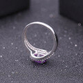 wholesale S925 Sterling Silver Fashionable Light Luxury Natural Amethyst Ring with High-End Design, Set with Natural Sapphire-0-3
