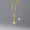 wholesale S925 sterling silver retro luxury heart-shaped pendant with openwork and small lock necklace D9250-0-1