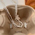 wholesale S925 Sterling Silver Women's Double Layer Natural Pearl Necklace, Luxurious Fashion Minimalist High-End OT Clasp Collarbone Chain-0-2