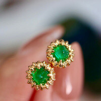 wholesale S925 Sterling Silver Red Elk Vintage Emerald Sugar Tower Sunflower Earrings, Fashionable and Unique Original Earrings for Women-BE0204-Gold 925 Silver