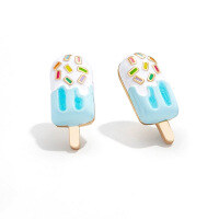 wholesale S925 Sterling Silver Creative Ice Cream Drip Enamel Earrings,ins。-Gold 925 silver
