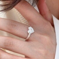 wholesale S925 Sterling Silver Heart Ring for Women, Adjustable Lava Textured Minimalist Fashion Ins Korean Style Gemstone Ring-Adjustable opening