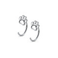 wholesale S925 silver cute cat paw print small ear hooks sweet girly heart ear stud earrings M02480-0-0