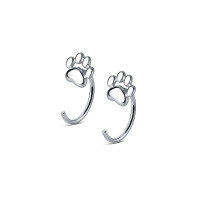 wholesale S925 silver cute cat paw print small ear hooks sweet girly heart ear stud earrings M02480-S925 silver pair 925 silver