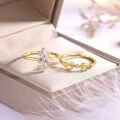 wholesale S925 Sterling Silver Combination Two-Piece Marquise Moissanite Ring Stackable Ring Set, Amazon Best-Seller-0-2