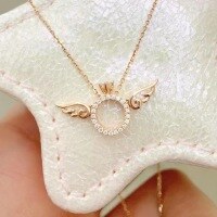 wholesale S925 Sterling Silver Maker's Angel Wing Necklace, Fashionable and Personalized Collarbone Chain, Exquisite and Sweet Korean-style Accessory for Women-Angel Necklace--White&gt;925 Silver