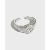 wholesale S925 Sterling Silver 464 Korean Version Open Silver Ring Ins Niche Dark Irregular Texture Geometric Square Ring for Women-Silver [No. 15/Adjustable] Opening adjustable