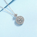 wholesale 925 Sterling Silver Moissanite Necklace for Women, Round Pendant, Minimalist Luxury Small Niche Collarbone Chain Item Direct from Manufacturer Wholesale-0-2