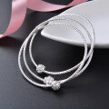 wholesale 990 Sterling Silver Korean-Japanese Style Fashion Bracelet, Retro Ethnic Three-Ring Striped Bangle for Women-0-0