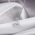 wholesale 925 Sterling Silver Moissanite Necklace for Women, Ins Summer Minimalist Pendant Collarbone Chain Jewelry, Hypoallergenic and Tarnish-Free-0-7