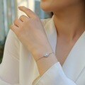 925 Sterling Silver Custom Simple Lady LOVE Bracelet with Moissanite, Non-Fading-0-2
