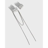 wholesale S925 Sterling Silver 396 Korean Style Elegant Ear Thread Earrings with Crinkle Texture Asymmetrical Long Fringe Ear Studs for Women-18K gold [with sterling silver ear plugs]  925 silver