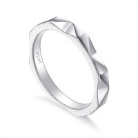 wholesale S925 Sterling Silver Minimalist Smooth Band Ring for Women, High-End Light Luxury Pinky Ring, Popular in Europe and America-925 Silver Platinum US Size 6#