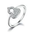 wholesale S925 Sterling Silver Single Row Butterfly Ring with Full CZ Stones, Heart Shape, Luxury and High-End Feel-0-15