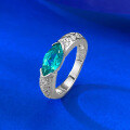 wholesale S925 Silver New 5*10mm Marquise Green Diamond Inlaid Ring for Women, Minimalist Daily Ins Style-0-2