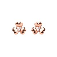 wholesale 14K rose gold Au750 diamond earrings, 9K gold Moissanite jewelry, 18K white gold clover earrings-Gold>9K-Moissanite
