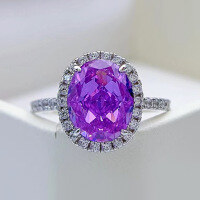 wholesale S925 metal oval 8*10 high carbon diamond ring in pink, new style,-Purple No. 9