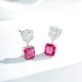 S925 Sterling Silver Earrings with Ruby and Full-Cut Zirconia-0-1