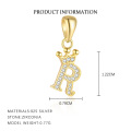 wholesale S925 Sterling Silver, Fashionable And Luxurious Crown Design With Zircon, Diy 26 English Letter Pendant Necklace, Versatile For European And American Styles-0-22