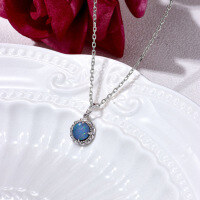 wholesale Metal silver lightweight luxury pendant disc set with double-layer iron opal, small accessories, small quantity wholesale-Double-layer iron opal pendant