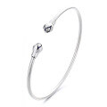 wholesale S925 Sterling Silver Vintage Matte Finished Lotus Bud Ethnic Style Bangle Simple Elegant Bracelet-0-5