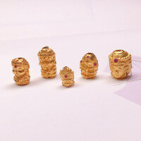 wholesale S925 gold-plated Green Tara Ganesha Yellow Jambhala bead spacer charms for DIY bracelets and necklaces-Mahakala