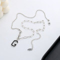 wholesale S925 Sterling Silver Trendy G Letter Enamel Pig Nose Chain Link Necklace Creative Fashion Accessory-0-2